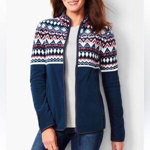 Talbots Fair Isle Fleece Jacket Size Small - Zip Up, Excellent Condition